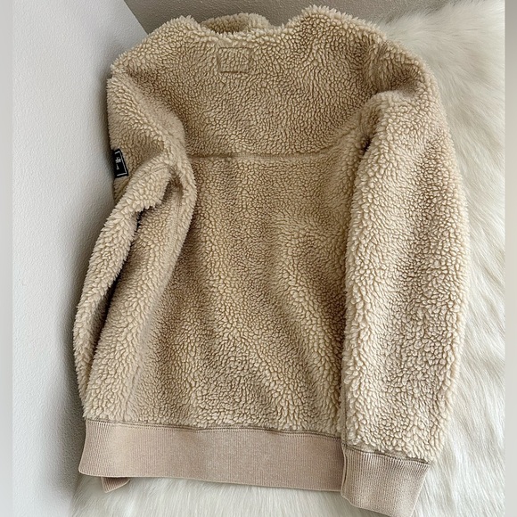 ✨ABERCROMBIE & FITCH Sherpa Full Zip Hooded Jacket Light Brown Mens XS - Picture 8 of 12
